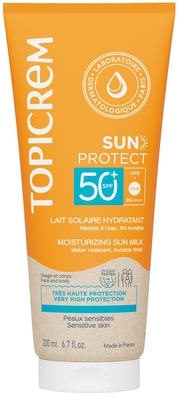 Молочко для лица и тела Topicrem Sun Protect SPF50+ увлажняющее солнцезащитное, 200 мл