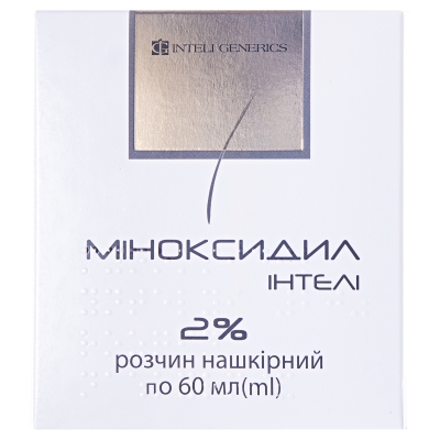 Миноксидил интели раствор н/к 2 % по 60 мл во флак.