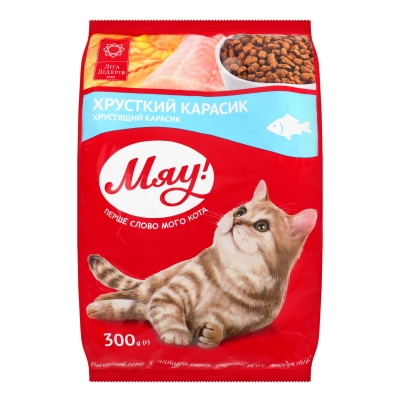 Корм сухий Мяу! для дорослих кішок з карасем, 300 г
