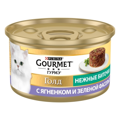 Корм влажный Purina Gourmet Gold Нежные биточки с ягненком и зеленой фасолью, 85 г