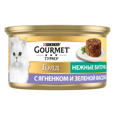 Корм влажный Purina Gourmet Gold Нежные биточки с ягненком и зеленой фасолью, 85 г
