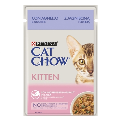 Корм влажный для котят Purina Cat Chow Kitten кусочки в подливе с ягненком и цуккини, 85 г
