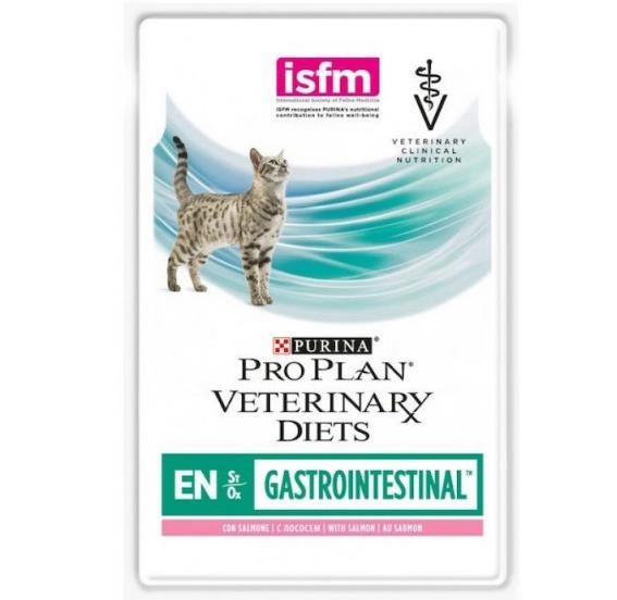 Корм влажный Purina Pro Plan Veterinary Diets EN Gastrointestinal для кошек при лечении кишечных расстройств, кусочки в подливе с лососем, 85 г