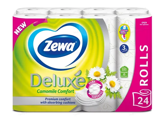 Туалетний папір Zewa Deluxe Camomile Comfort Ромашка 3 шари, 24 рулони