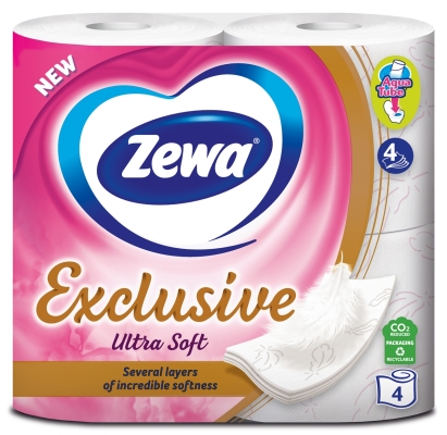 Туалетная бумага Zewa Exclusive белая 4 слоя, 4 рулона