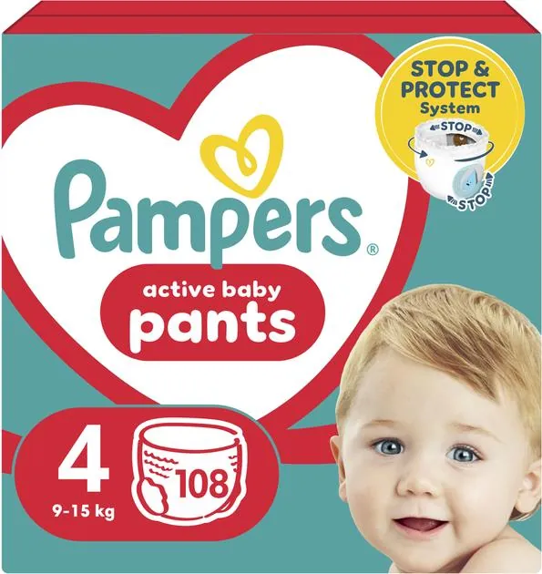 Підгузки-трусики Pampers Pants Active Baby дитячі розмір 4, 9-15 кг, 108 шт