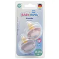 Пустушка латексна Baby-Nova 23500-1 кругла моно колір рожева і бузкова 0-24 місяців, 2 шт