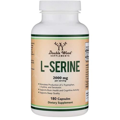 L-серин Double Wood L-Serine 2000 мг, 180 капсул