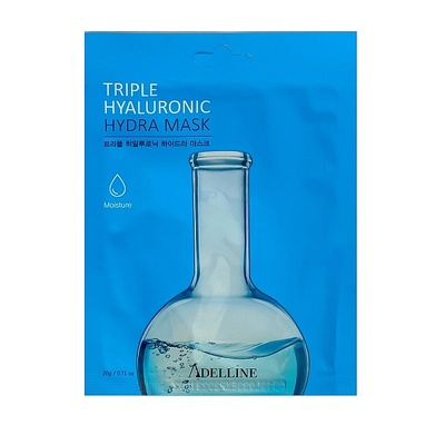 Маска тканевая для лица Adelline Triple Hyaluronic Hydra Mask Увлажнение, 20 г