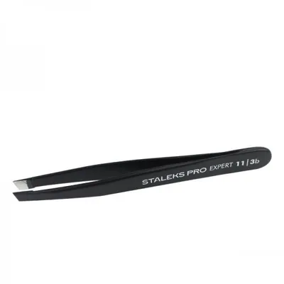 Пінцет для брів Staleks Expert 11 широкі скошені кромки, тип 3 Black