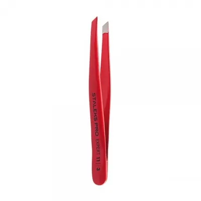 Пінцет для брів Staleks Expert 11 широкі скошені кромки, тип 3 Red