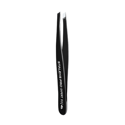 Пинцет для бровей Staleks Expert 11 узкие скошенные кромки, тип 4 Black