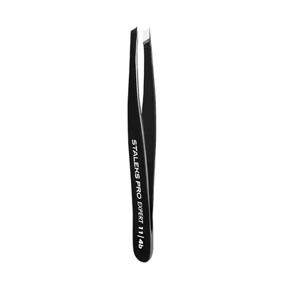 Пінцет для брів Staleks Expert 11 вузькі скошені кромки, тип 4 Black