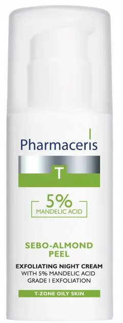 Крем для обличчя Pharmaceris T Sebo-Almond Peel 5% нічний I ступінь відлущування з 5% мигдальною кислотою, 50 мл