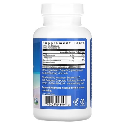 Магний глицинат Natural Vitality CALM Magnesium Glycinate supplement 108 мг, 120 капсул