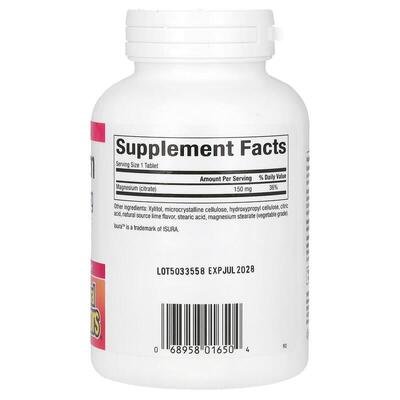 Магній цитрат Natural Factors Magnesium Citrate, лайм, 150 мг, 60 жувальних таблеток