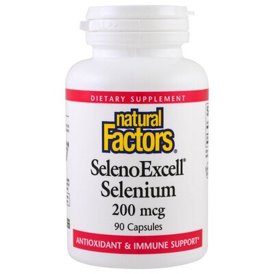 Селен Natural Factors SelenoExcell Selenium Yeast 200 мкг, 90 капсул