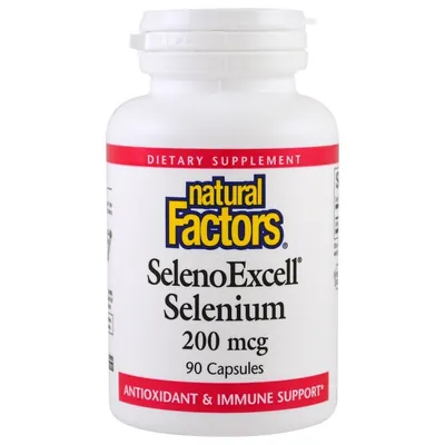 Селен Natural Factors SelenoExcell Selenium Yeast 200 мкг, 90 капсул