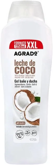 Гель для ванни та душу Agrado XXL Leche de Coco Кокосове молоко, 1250 мл