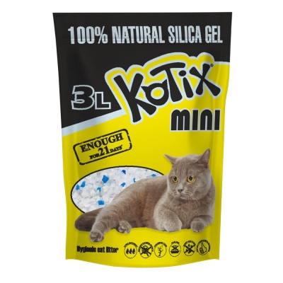 Наполнитель для кошачьего туалета Kotix Mini силикагелевый впитывающий, 3 л (1,3 кг)