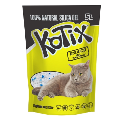 Наполнитель для кошачьего туалета Kotix силикагелевый впитывающий, 5 л (2,4 кг)