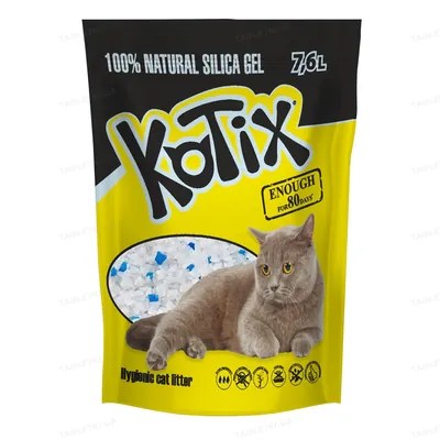 Наповнювач для котячого туалету Kotix силікагелевий поглинаючий, 7,6 л (3,4 кг)
