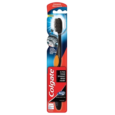 Зубная щетка Colgate 360°, Древесный уголь, 1 штука