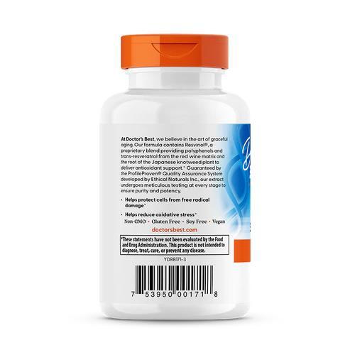 Транс-ресвератрол Doctor's Best Trans-Resveratrol 100 мг, 60 вегетарианских капсул