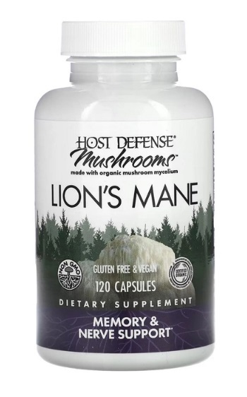 Гриб Ежовик гребенчатый (Львиная Грива) Host Defense Lion's Mane, Fungi Perfecti, 120 капсул