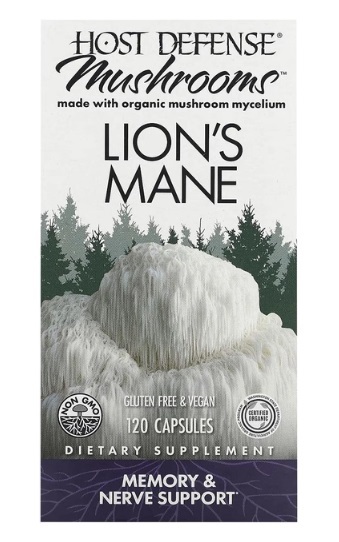 Гриб Ежовик гребенчатый (Львиная Грива) Host Defense Lion's Mane, Fungi Perfecti, 120 капсул
