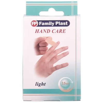 Набір пластирів медичних FP Family Plast Hand Care бактерицидних, 15 штук
