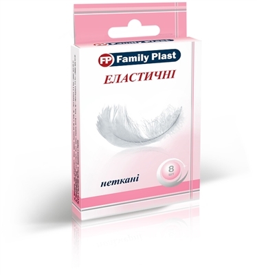 Пластир медичний «FP Family Plast» бактерицидний на нетканій основі, еластичний 25 мм х 72 мм, 8 штук