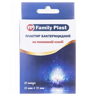 Пластир медичний FP Family Plast бактерицидний на тканинній основі 25 мм х 72 мм, 20 штук