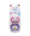 Пустышка силиконовая Baby-Nova 28340-1 плоская с рисунком и кольцом для девочек 6-18 месяцев, 2 шт