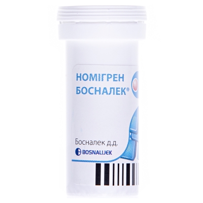 Номигрен Босналек таблетки, п/плен. обол. №10 в тубах