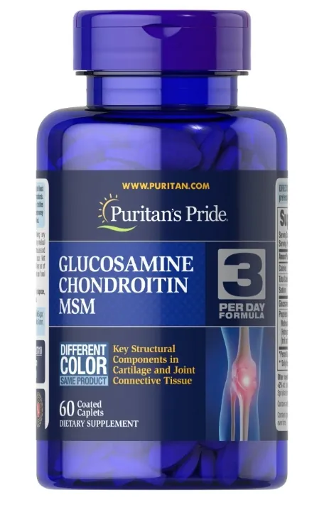 Глюкозамін хондроїтин та МСМ Puritan's Pride Glucosamine Chondroitin MSM Double Strength, 60 каплет