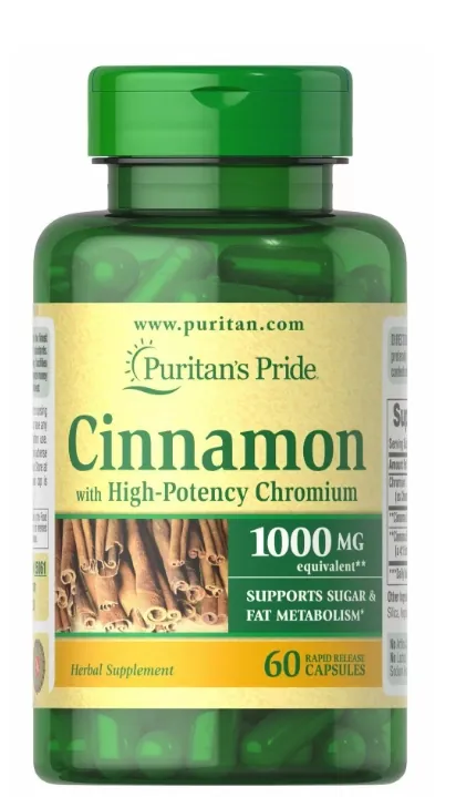 Кориця з хромом Puritan's Pride Cinnamon, 60 капсул