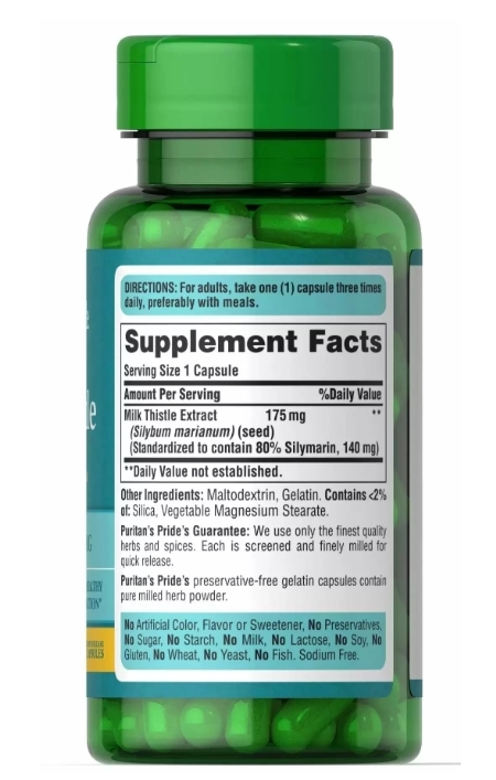Расторопша Puritan's Pride Milk Thistle Extract (Silymarin) 175 мг, 100 капсул