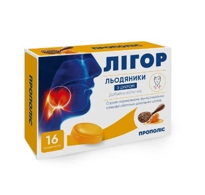 Лигор Леденцы для горла с прополисом №16