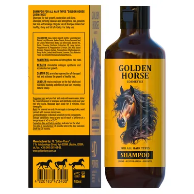 Шампунь Golden Horse 4D Power для всіх типів волосся, 400 мл