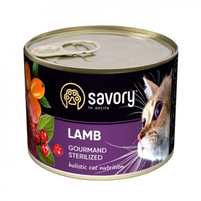 Корм влажный для стерилизованных кошек Savory 30723 с ягненком, 200 г