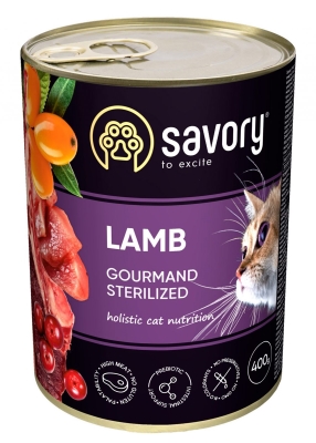 Корм влажный для стерилизованных кошек Savory 30730 с ягненком, 400 г