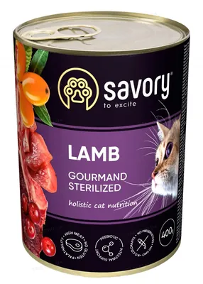 Корм вологий для стерилізованих котів Savory 30730 з ягням, 400 г