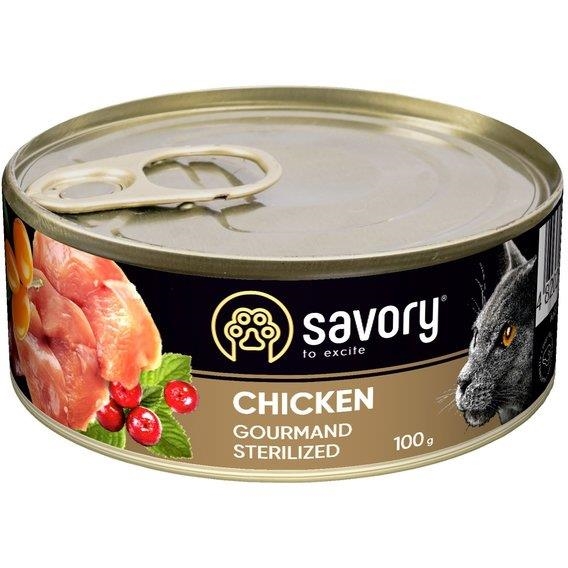 Корм влажный для стерилизованных кошек Savory 30747 с курицей, 100 г