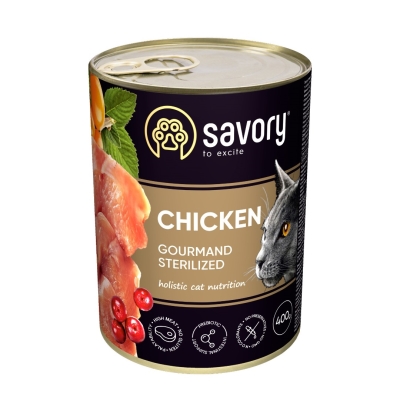 Корм влажный для стерилизованных кошек Savory 30761 с курицей, 400 г