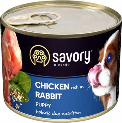 Корм вологий для цуценят Savory 30570 з кроликом і куркою, 200 г