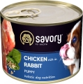 Корм вологий для цуценят Savory 30570 з кроликом і куркою, 200 г