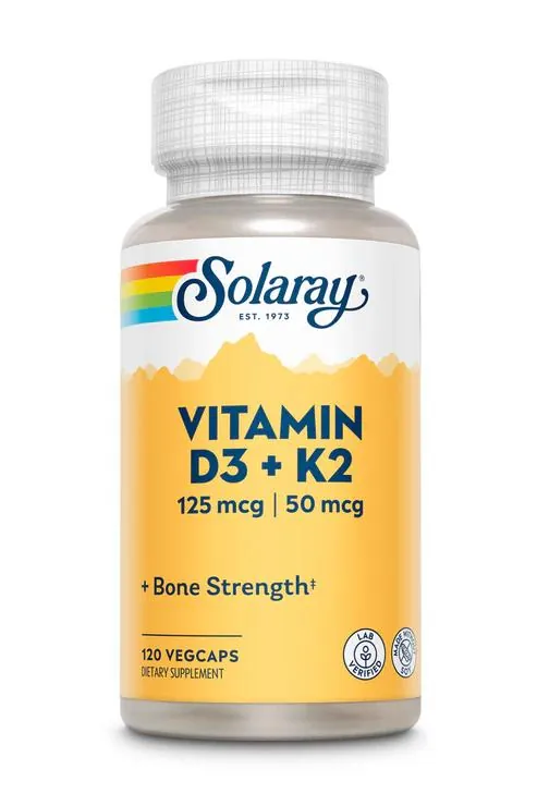 Вітамін Д3 та К2 Vitamin D-3 K-2 Solaray, 120 капсул
