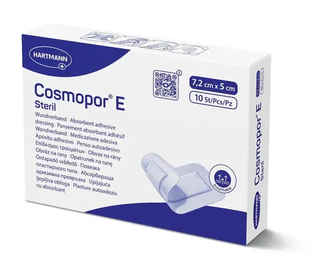 Пов'язка пластирна Cosmopor E steril для закриття ран 7,2 см х 5 см стерильна, 10 штук