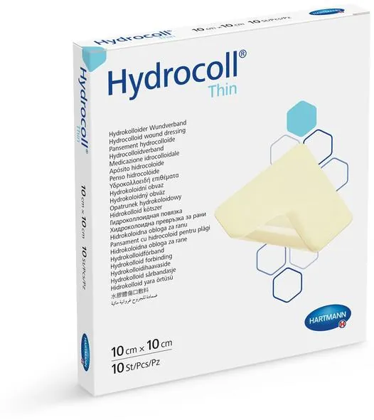 Пов'язка гідроколоїдна Hydrocoll Thin 10 см х 10 см, 10 штук